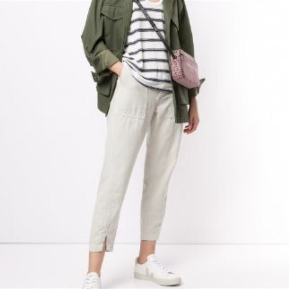 .AMO Army Twist Cropped Pants 100% Cotton Military Inspired Button Fly Si…